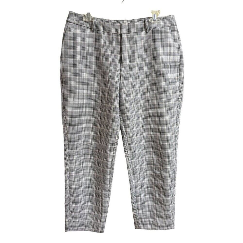 A NEW DAY Tapered Leg Plaid Trouser Pants in Gray White Black SZ 10